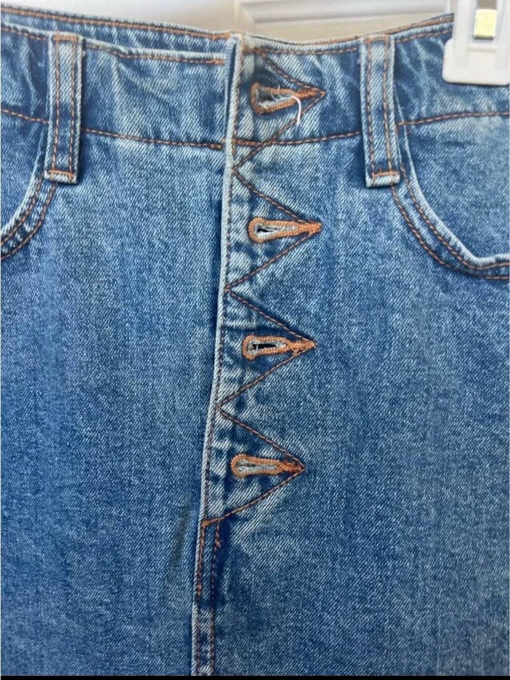 Garage High-Rise Button Front Denim Skirt - Blue - Picture 2 of 5